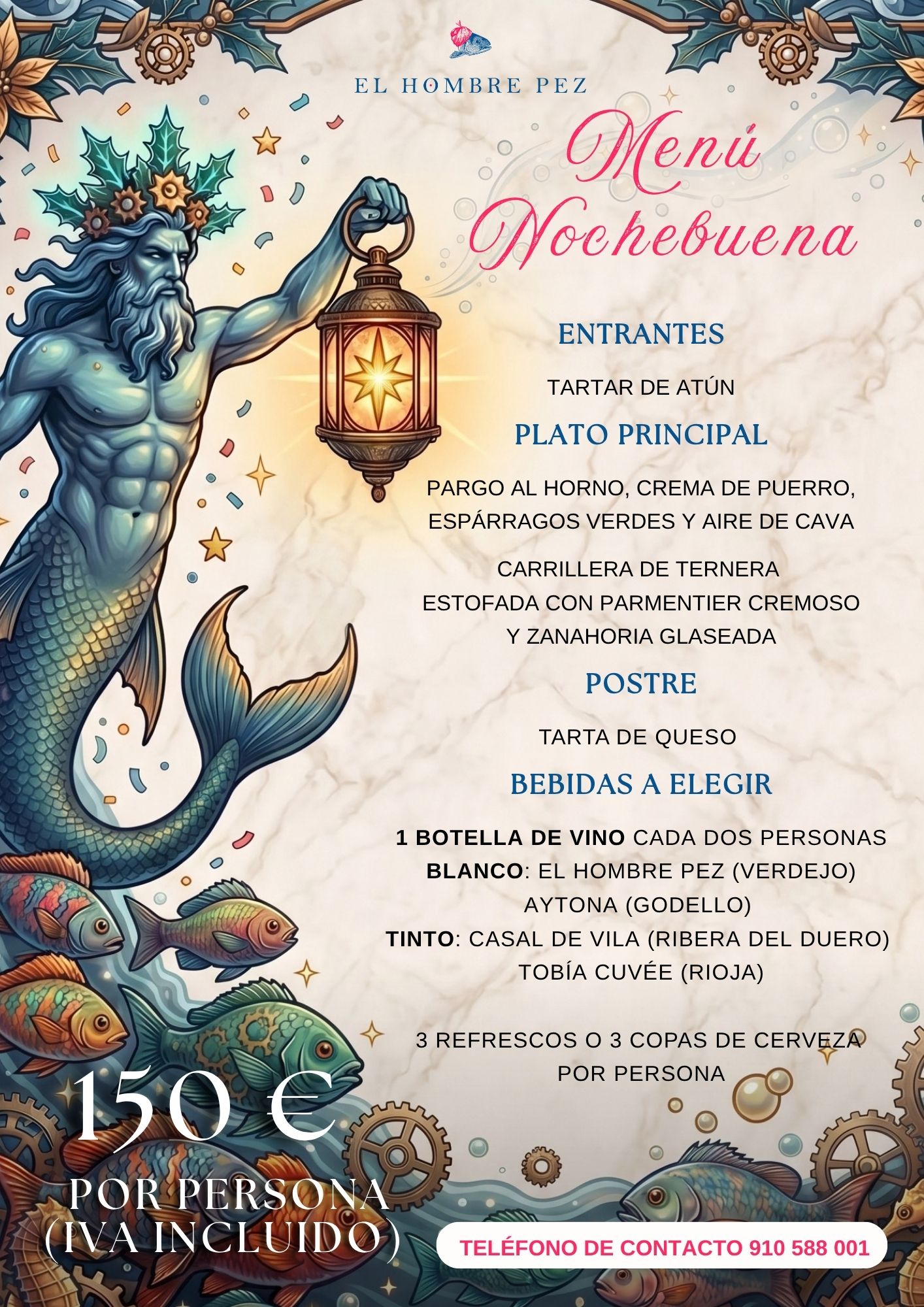 Cena de Nochebuena Madrid 2026 El Hombre Pez